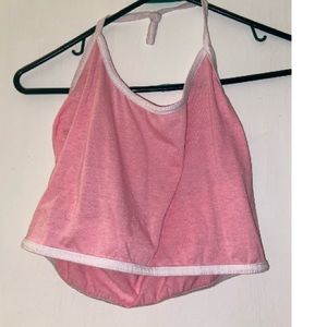 Cropped Open Back Pink and White Tank Top
